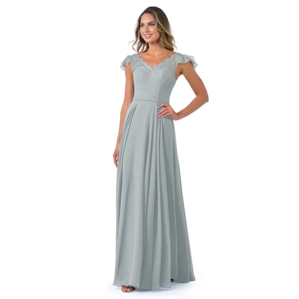 Silver Azazie Cheryl bridesmaid dress